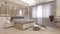 Interior illustration rendering of bedroom dressing bathroom drawing room living room kitchen