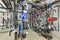 Interior of an industrial boiler house, technological unit with many sensors, indicators and valves