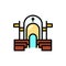 Interior inside of Catholic Church line color icon. Isolated vector element.