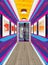 Interior of the internal corridor. Design of a colorful corridor. Hallway illustration.