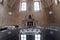 Interior of the Izaak Synagogue in Kazimierz reflected in glass on the bimah, Krakow Poland