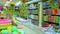 Interior of kids store. Toys for kids on shelves in Indian toy shop