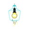 Interior light bulb concept. Turned on lighting illuminated lamp vector icon. Tip for preparing a house for sale.