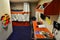 Interior of a living cabin with bunk beds on Naval ship patrol boat