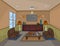 Interior living room hand drawing colors scene