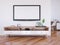 Interior Living Room and Television Mockup. 3D Illustration, 3D rendering