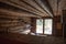 Interior of Log Cabin in Taiga Forest