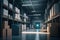 Interior of logistic center\\\'s warehouse. Generative AI