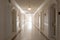 Interior long hotel corridor vintage. Generate Ai