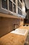 Interior of luxurious wooden modern kitchen grey cabinets