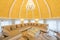 Interior of a luxury dome apartment villa, living room, domed ce