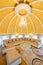 Interior of a luxury dome apartment villa, living room, domed ce