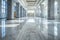 Interior of luxury lobby of modern commercial building, clean shiny floor in office hall after professional cleaning service.