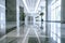Interior of luxury lobby of office or hotel, clean shiny floor in commercial building hall after professional cleaning service,