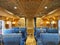 The interior of a luxury sightseeing train in Japan