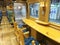 The interior of a luxury sightseeing train in Japan