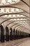 Interior of Mayakovskaya undeground station. Beautiful architecture of Moscow subway.