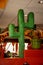 Interior of Mexican Restaurant with Southwestern DÃ©cor and a customer with mask and cap looking at phone