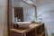 Interior of modern bathroom in tropical style of luxury villa on the island of Zanzibar, Tanzania, Africa