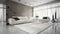 Interior of modern design room with white couch 3D rendering