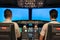 Interior of modern flight simulator for the training of the pilots