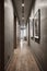 Interior of a modern hotel corridor, view of the corridor or apartment, house. Industrial, concrete or loft Style