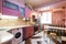 Interior of a modern kitchen in an apartment of a multi-storey building