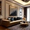 Interior of modern living room with luxury furniture, and comfortable sofa, contemporary decor, generative ai