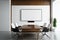 Interior of modern office meeting room black and white with wooden furniture conference table with black chairs and mock up Made