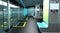 Interior of the modern space of the stopping complex for public transport. Design concept. 3D illustration.