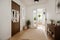 Interior of modern stylish hallway with door mat