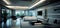 Interior of a modern white living room. Concept of a futuristic ecological house. Interior of an Eco penthouse 3d render