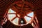 Interior of a mongolian yurt. Detail of the roof window.