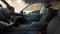 Interior motion Honda video sedan with black leather seats