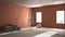 Interior of a new house under construction, home renovation, brick walls, concrete flooring, architecture engineering concept