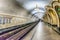 Interior of Novoslobodskaya subway station in Moscow, Russia