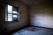 Interior of an old abandoned bedroom and messy dirty floor