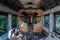 Interior of old abandoned broken railway wagon