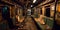 Interior of an old abandoned subway, Generative AI