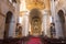 Interior of old catholic cathedral. Medieval church inside. Religion and christianity concept. Religious architecture.