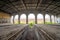 interior of an old circular train workshop. viewed from the inside.