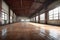 Interior of an old factory building, industrial series, empty room