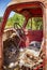 Interior Of Old Red Truck