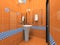 Interior of the orange bathroom