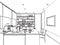 Interior outline sketch drawing perspective of a space office