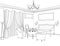 Interior outline sketch. Furniture. Architectural design