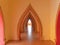 Interior of pagoda in Tiger Cave Temple or Wat Tham Suea in Kanchanaburi province, Thailand. Thai architecture. Famous tourist