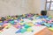 Interior playground play room children kindergarten colorful block