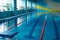 Interior of public swimming pool. empty pool before swimming lessons.