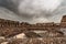 Interior of Rome Coliseum with many tourists - Italy